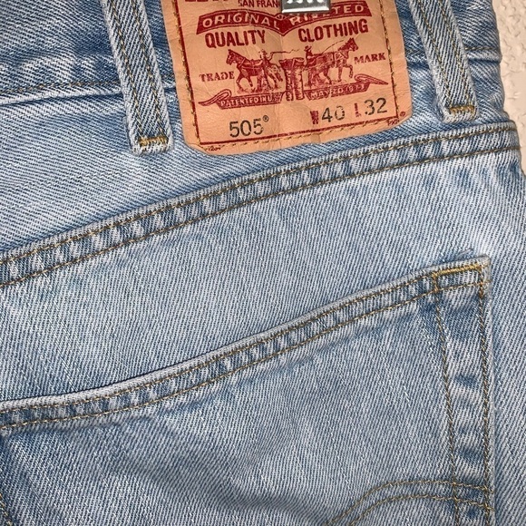LEVI’S 505 Light Wash 40x32 Men’s Denim Jeans Ux - Picture 3 of 4